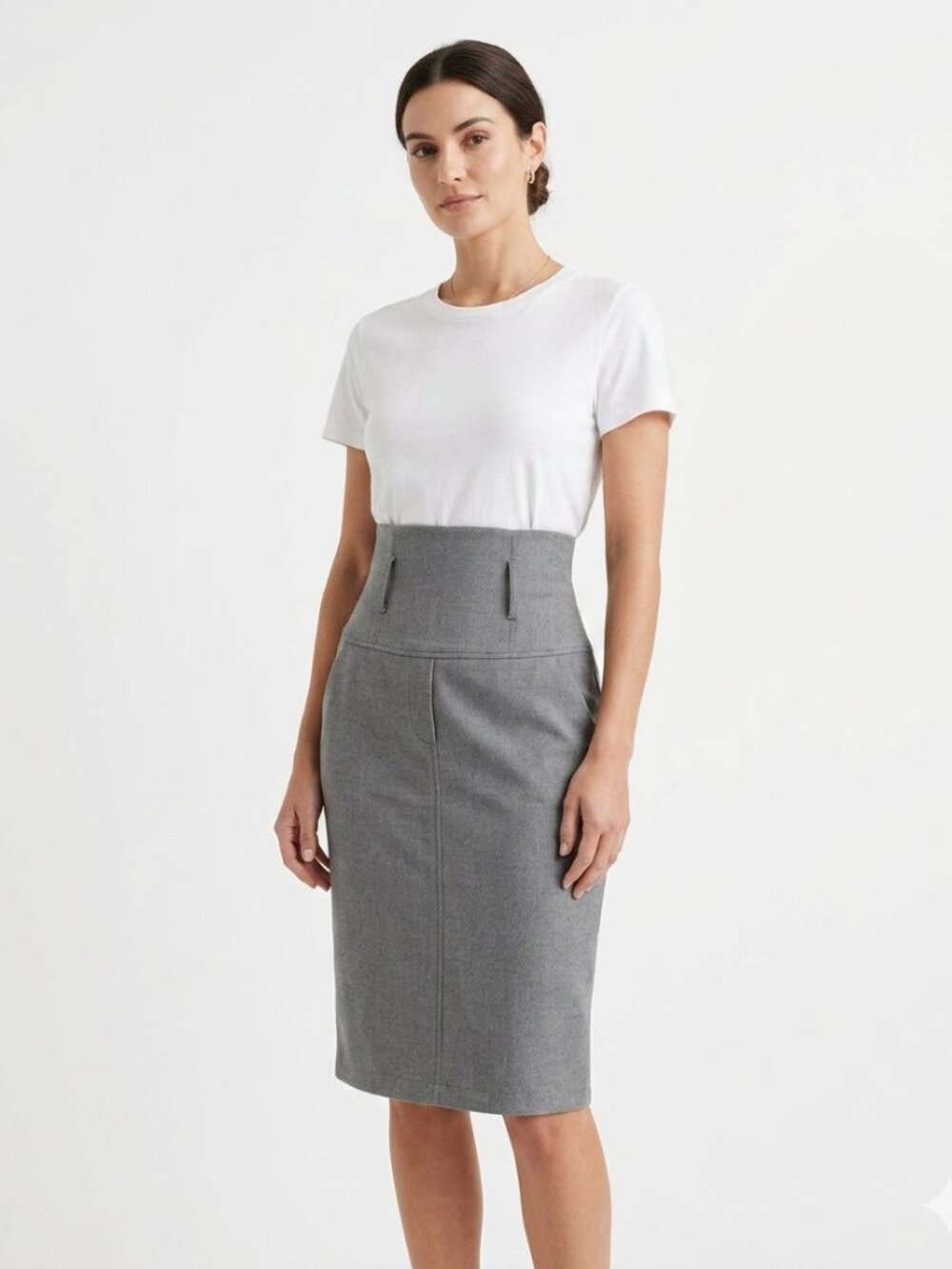 RINASCIMENTO BLACK WHITE HIGH WAIST SHEATH PENCIL SKIRT - M